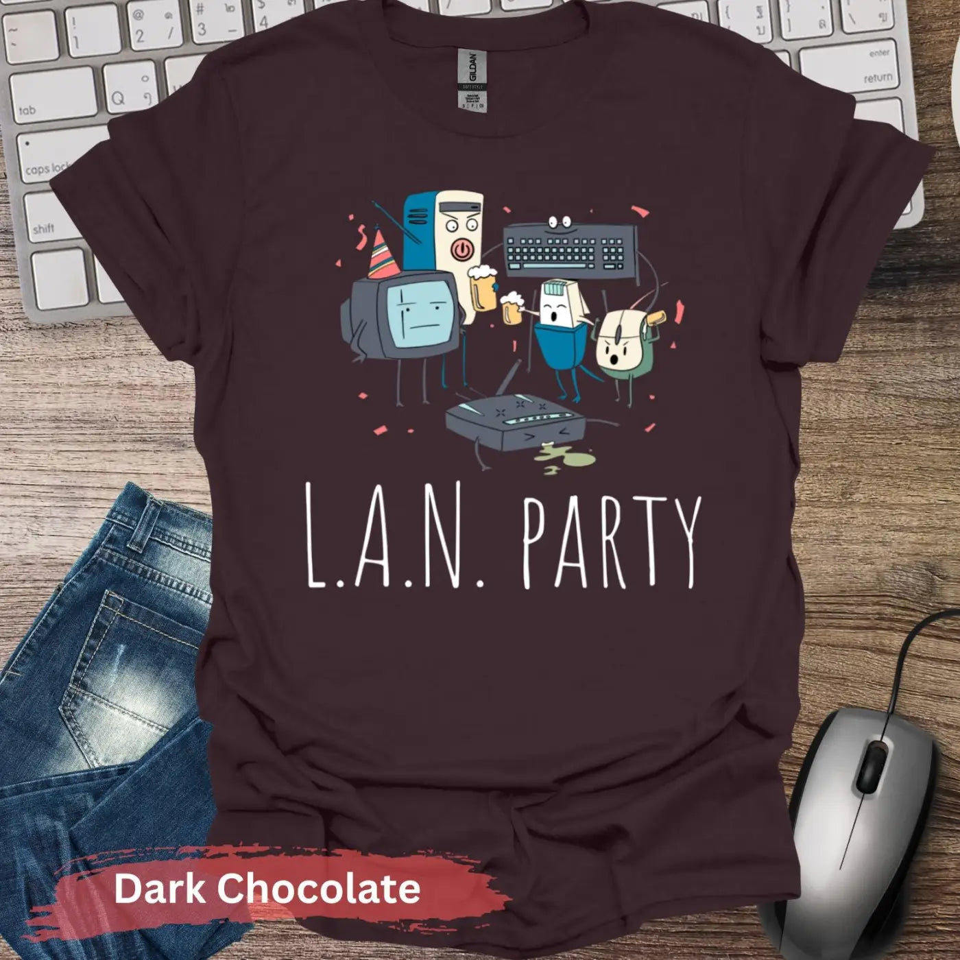 LAN Party T-shirt - S / Dark Chocolate - Physical Item