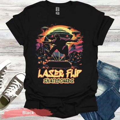 Laser Flip Skateboards T-shirt - S / Black - Physical Item
