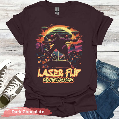 Laser Flip Skateboards T-shirt - S / Dark Chocolate - Physical Item