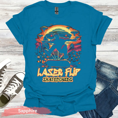 Laser Flip Skateboards T-shirt - S / Sapphire - Physical Item