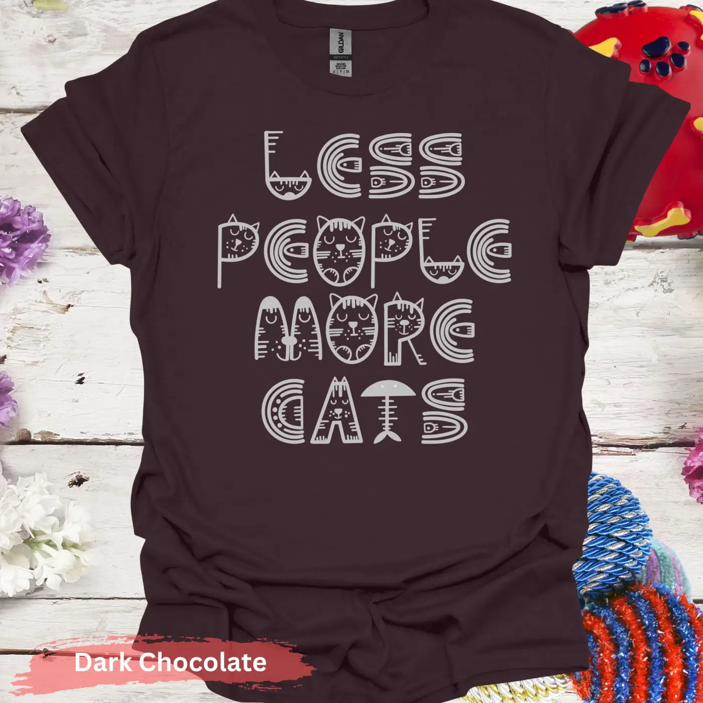 Less People More Cats T-shirt - S / Dark Chocolate - Physical Item