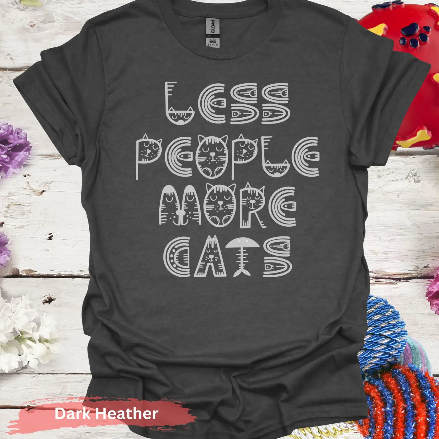 Less People More Cats T-shirt - S / Dark Heather - Physical Item