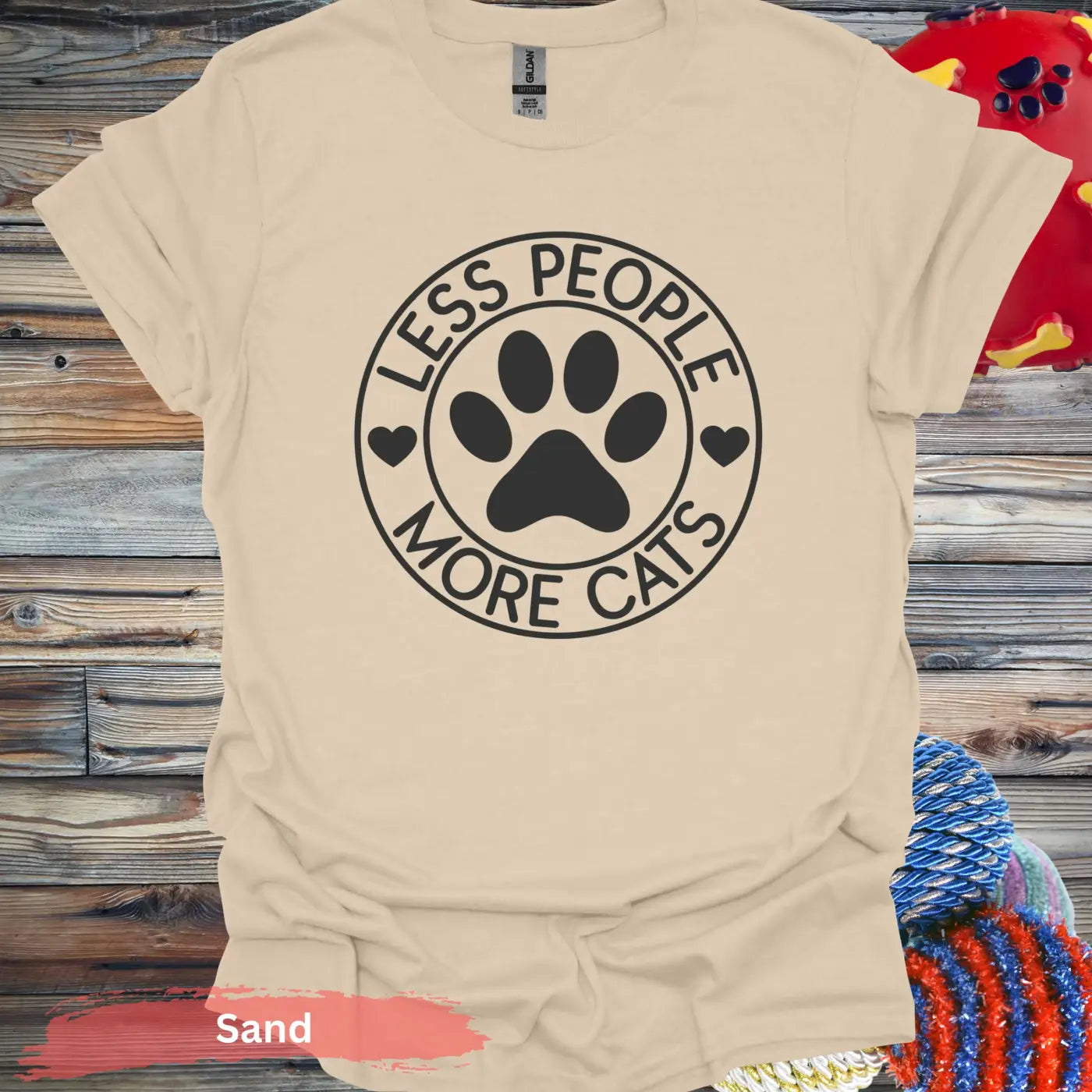 Less People More Cats T-shirt - S / Sand - Physical Item