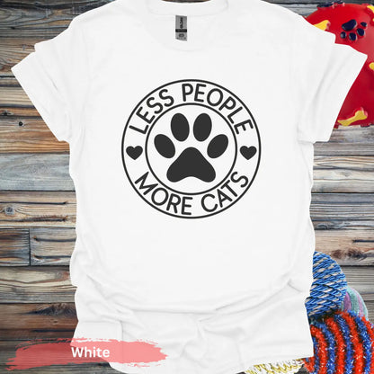 Less People More Cats T-shirt - S / White - Physical Item