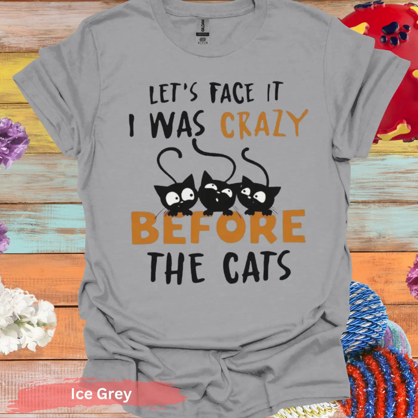 I Was Crazy Before The Cats T-Shirt - S / Ice Grey - Physical Item