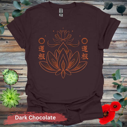 Lotus Blossom Graphic T-Shirt - S / Dark Chocolate - Physical Item