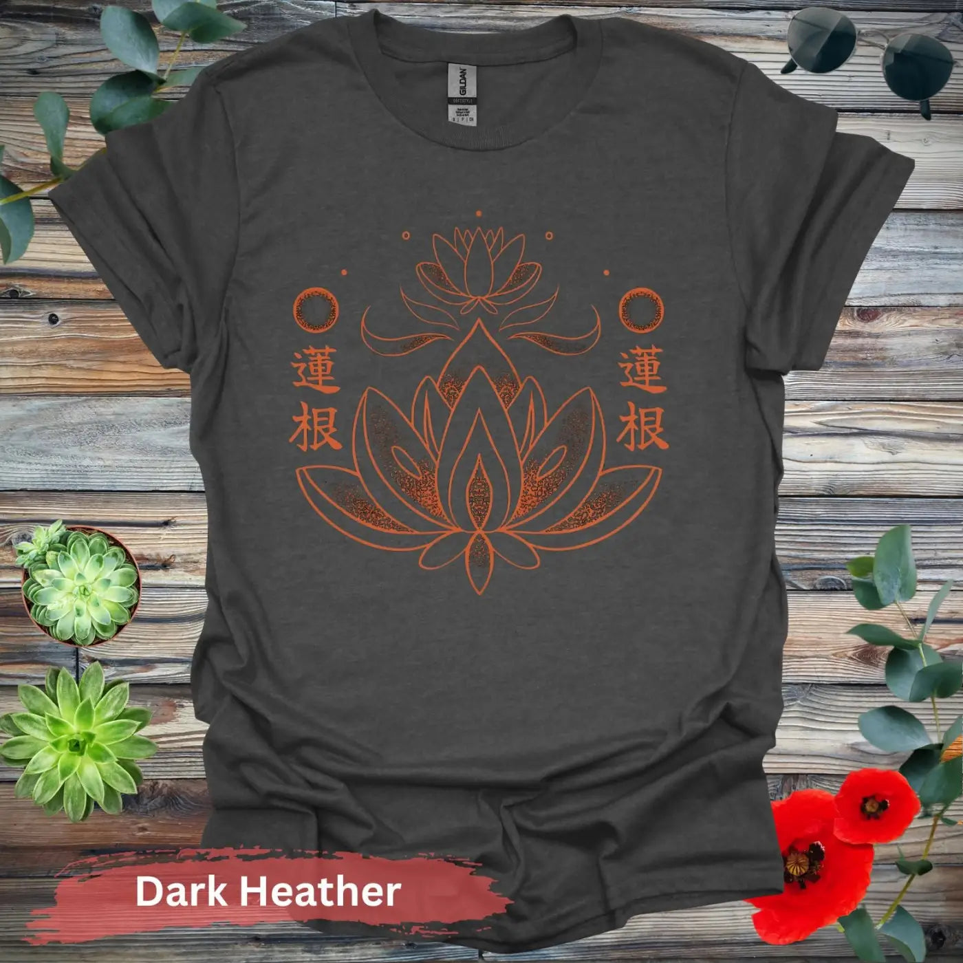 Lotus Blossom Graphic T-Shirt - S / Dark Heather - Physical Item