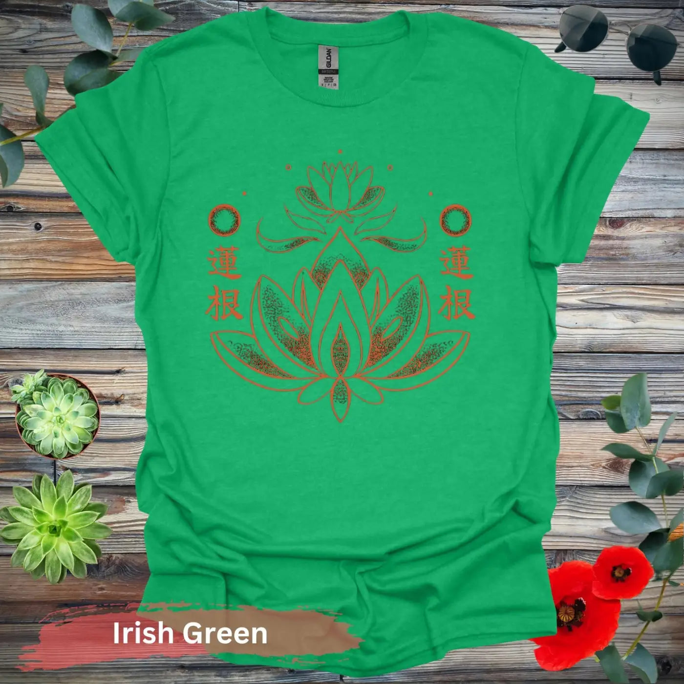 Lotus Blossom Graphic T-Shirt - S / Irish Green - Physical Item