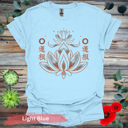 Lotus Blossom Graphic T-Shirt - S / Light Blue - Physical Item