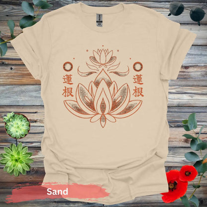 Lotus Blossom Graphic T-Shirt - S / Sand - Physical Item