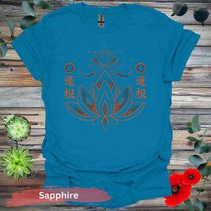 Lotus Blossom Graphic T-Shirt - S / Sapphire - Physical Item