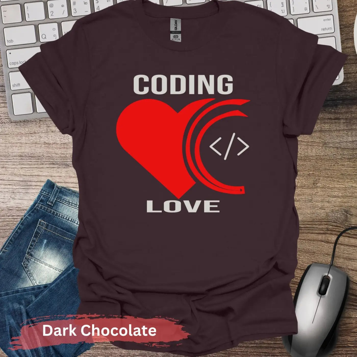 Love for Coding T-Shirt - S / Dark Chocolate - Physical Item