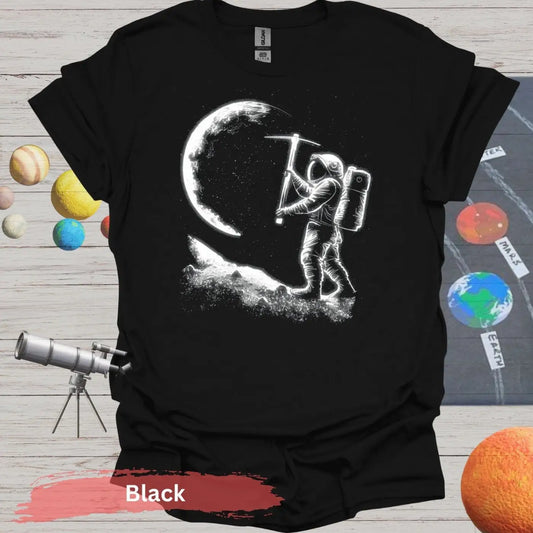 Lunar Miner: Astronaut Moon Chiseling T-Shirt - S - Unisex / Black - Physical Item