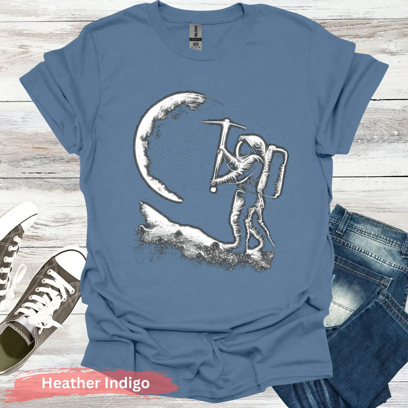 Lunar Miner T-Shirt - S - Unisex / Heather Indigo - Physical Item