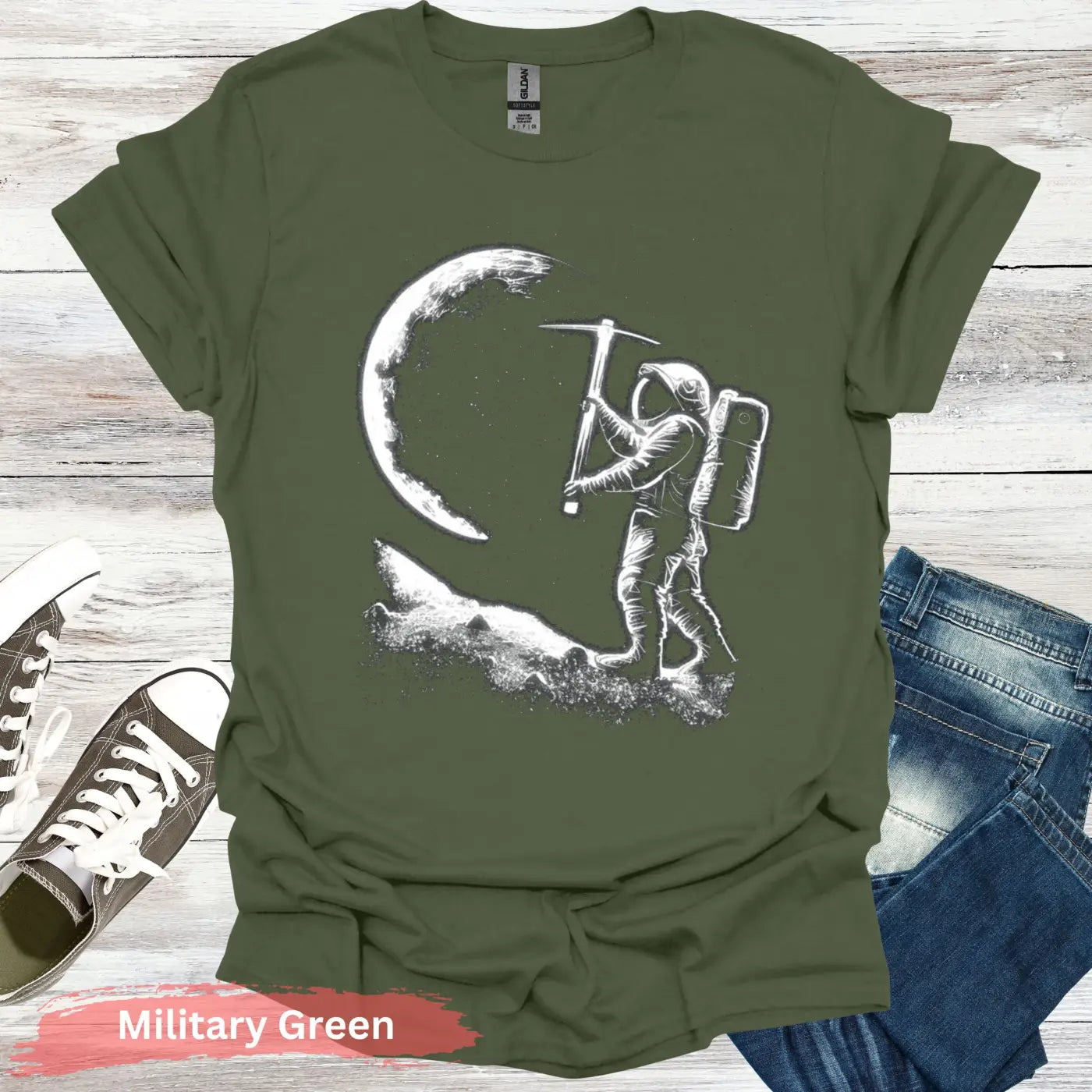 Lunar Miner T-Shirt - S - Unisex / Military Green - Physical Item