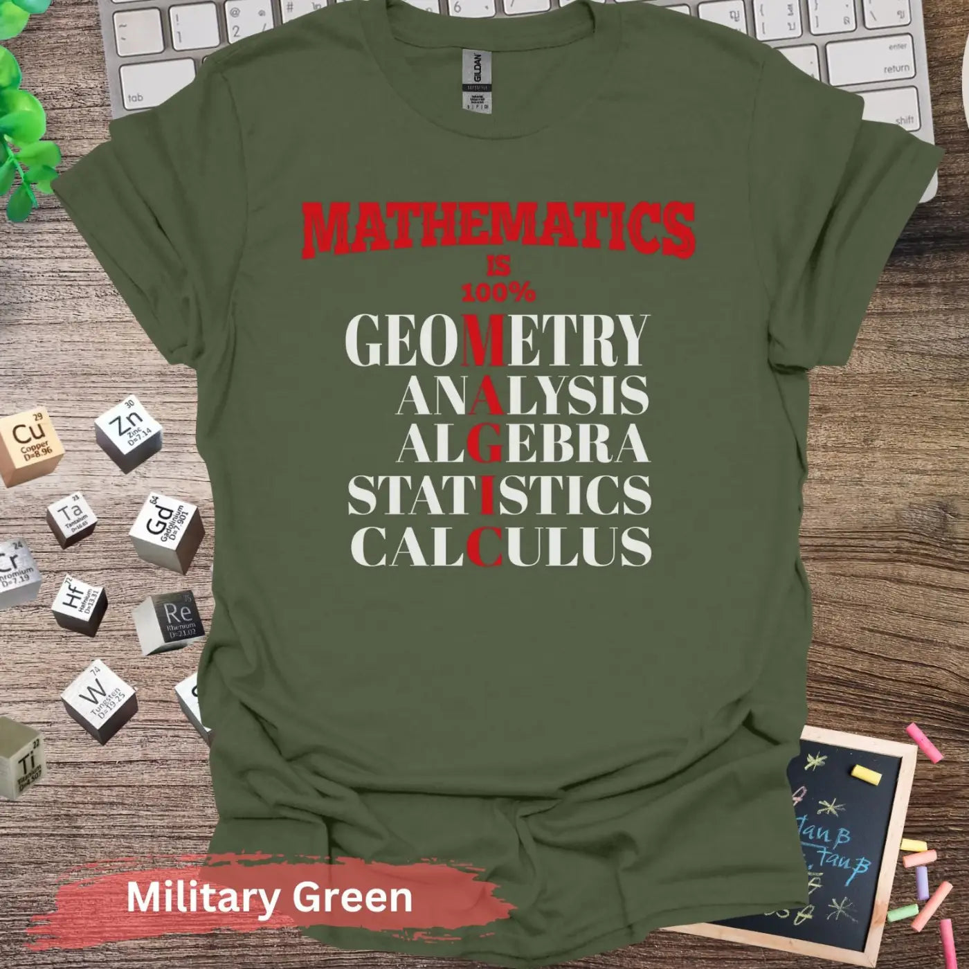 Math is 100 Percent Magic T-Shirt - S / Military Green - Physical Item