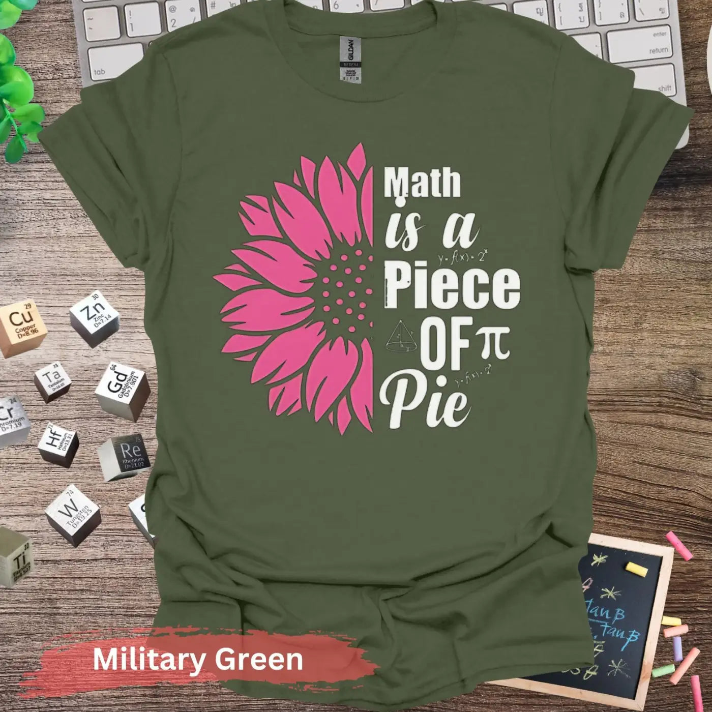 Math Is A Piece of Pie Graphic T-Shirt - S / Military Green - Physical Item