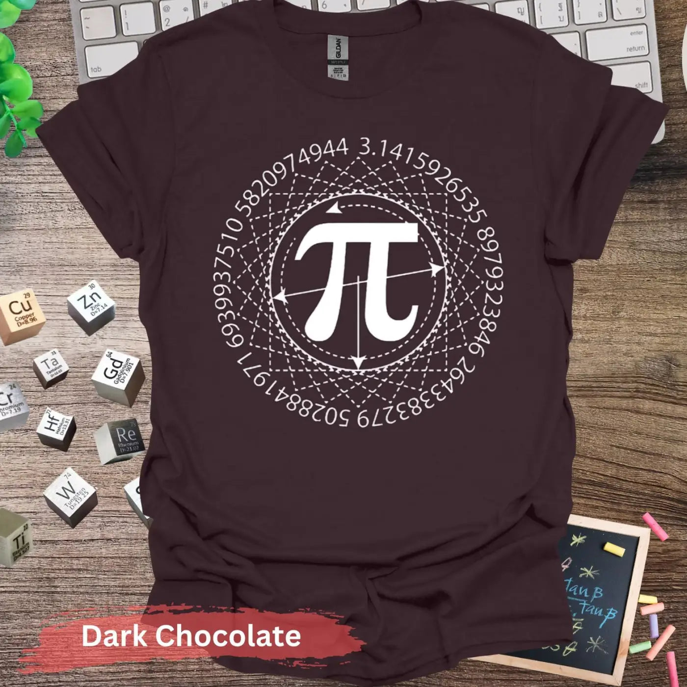 Math Pi Symbol Graphic T-shirt - S / Dark Chocolate - Physical Item