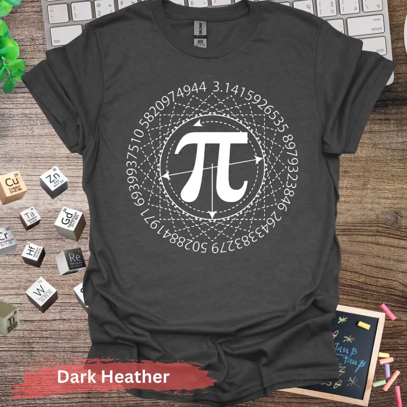 Math Pi Symbol Graphic T-shirt - S / Dark Heather - Physical Item