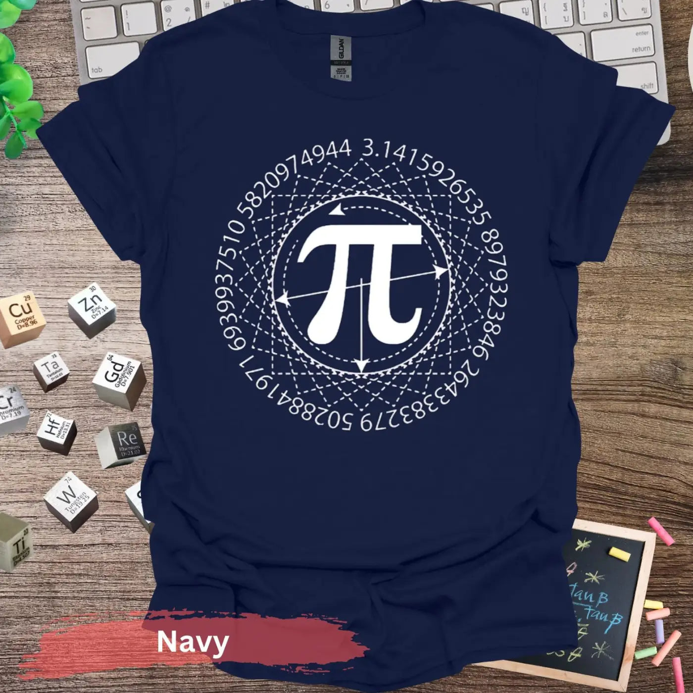 Math Pi Symbol Graphic T-shirt - S / Navy - Physical Item