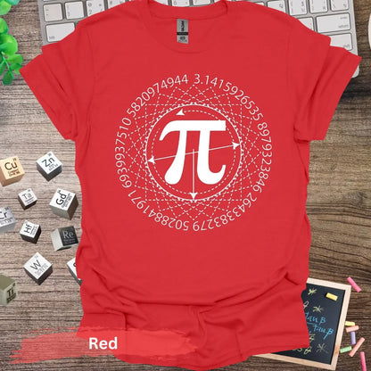 Math Pi Symbol Graphic T-shirt - S / Red - Physical Item