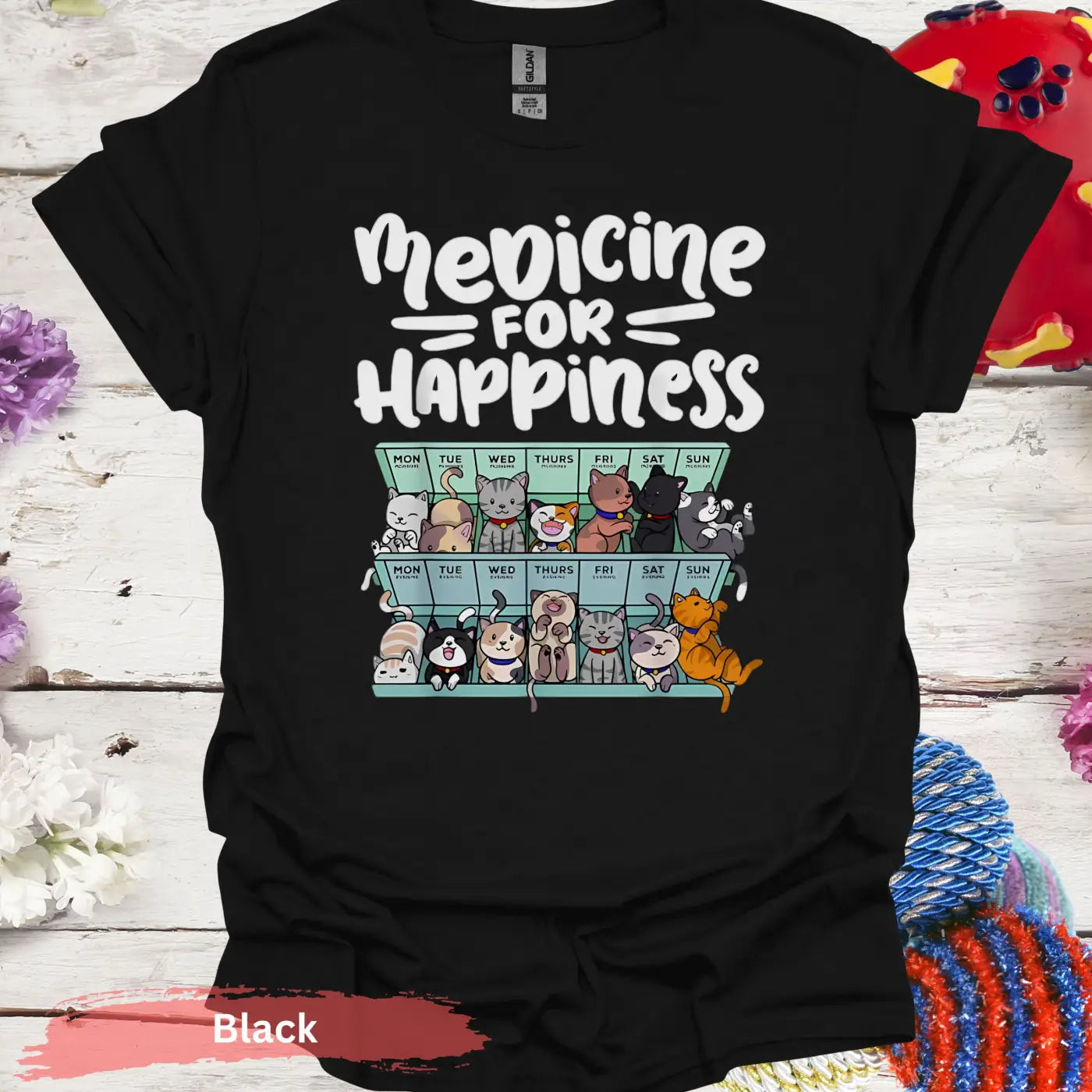 Medicine for Happiness T-shirt - S / Black - Physical Item