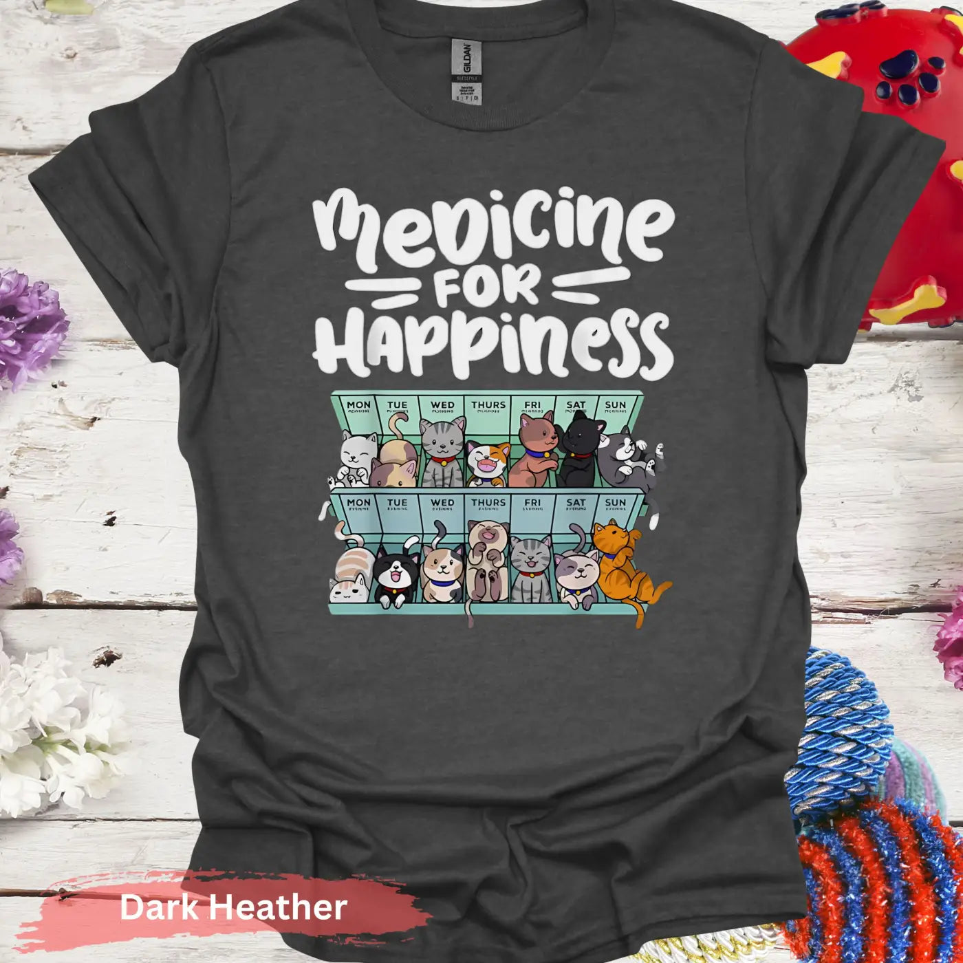 Medicine for Happiness T-shirt - S / Dark Heather - Physical Item