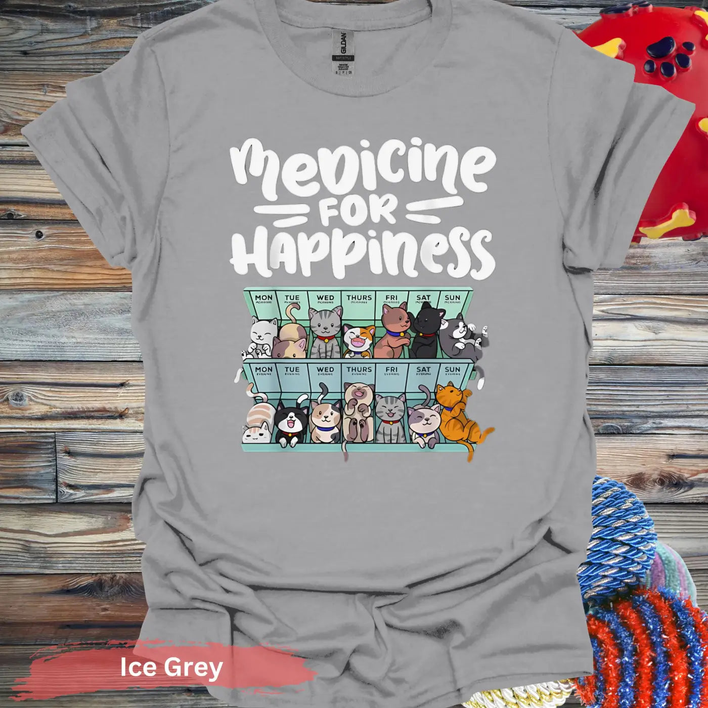 Medicine for Happiness T-shirt - S / Ice Grey - Physical Item