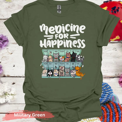 Medicine for Happiness T-shirt - S / Military Green - Physical Item