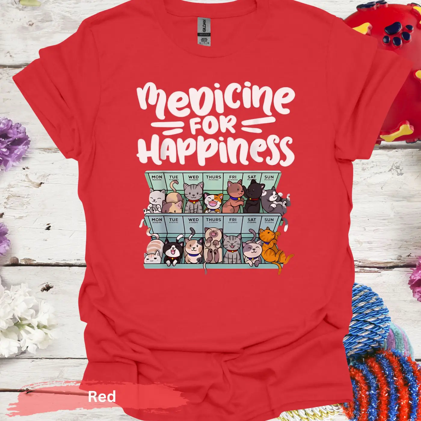 Medicine for Happiness T-shirt - S / Red - Physical Item