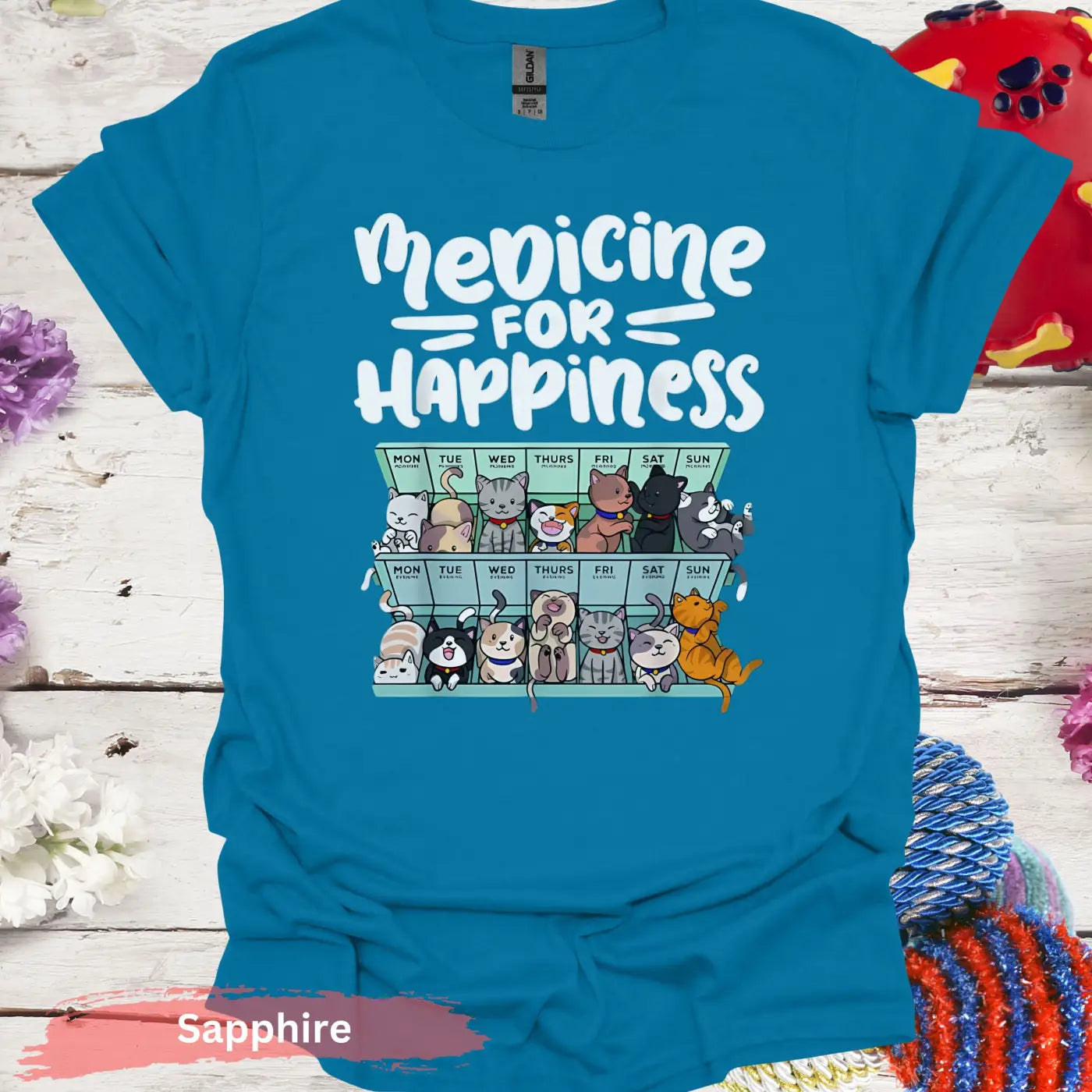 Medicine for Happiness T-shirt - S / Sapphire - Physical Item