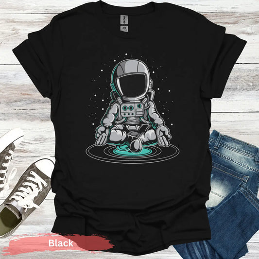 Meditative Astronaut T-shirt - S / Black - Physical Item