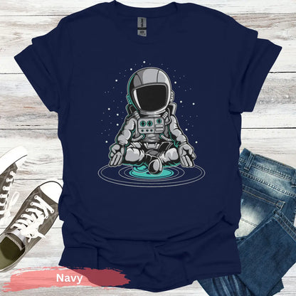 Meditative Astronaut T-shirt - S / Navy - Physical Item