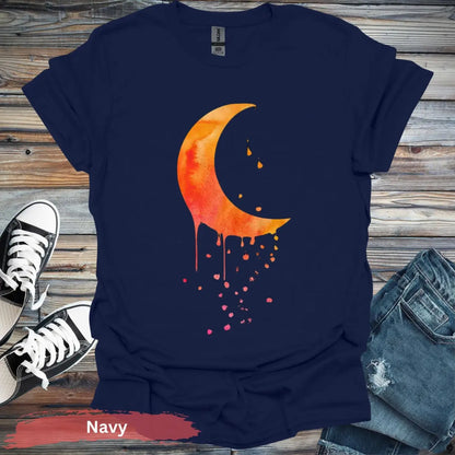 Melting Moon T-shirt - S / Navy - Physical Item