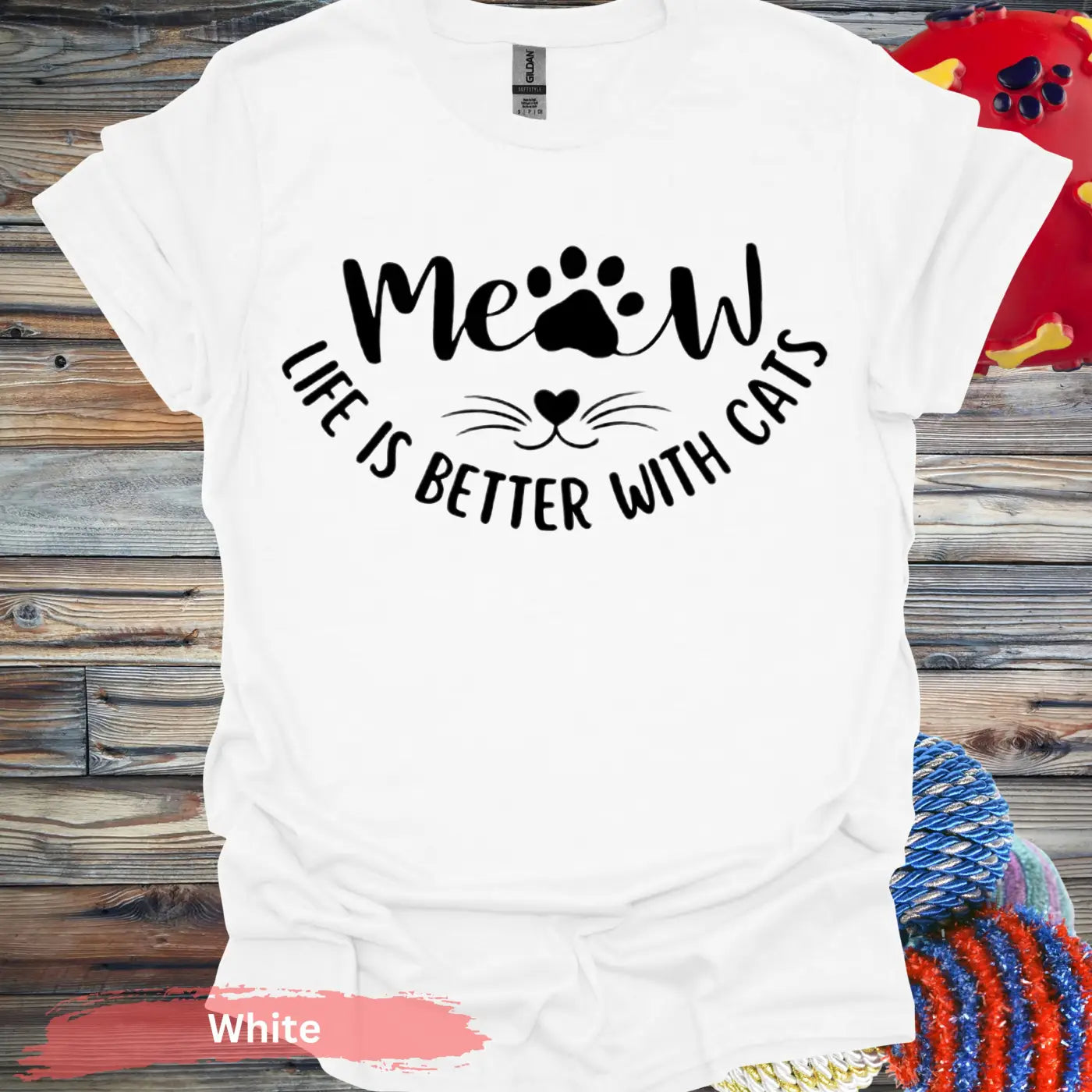 Meow Life is Better With Cats T-shirt - S / White - Physical Item