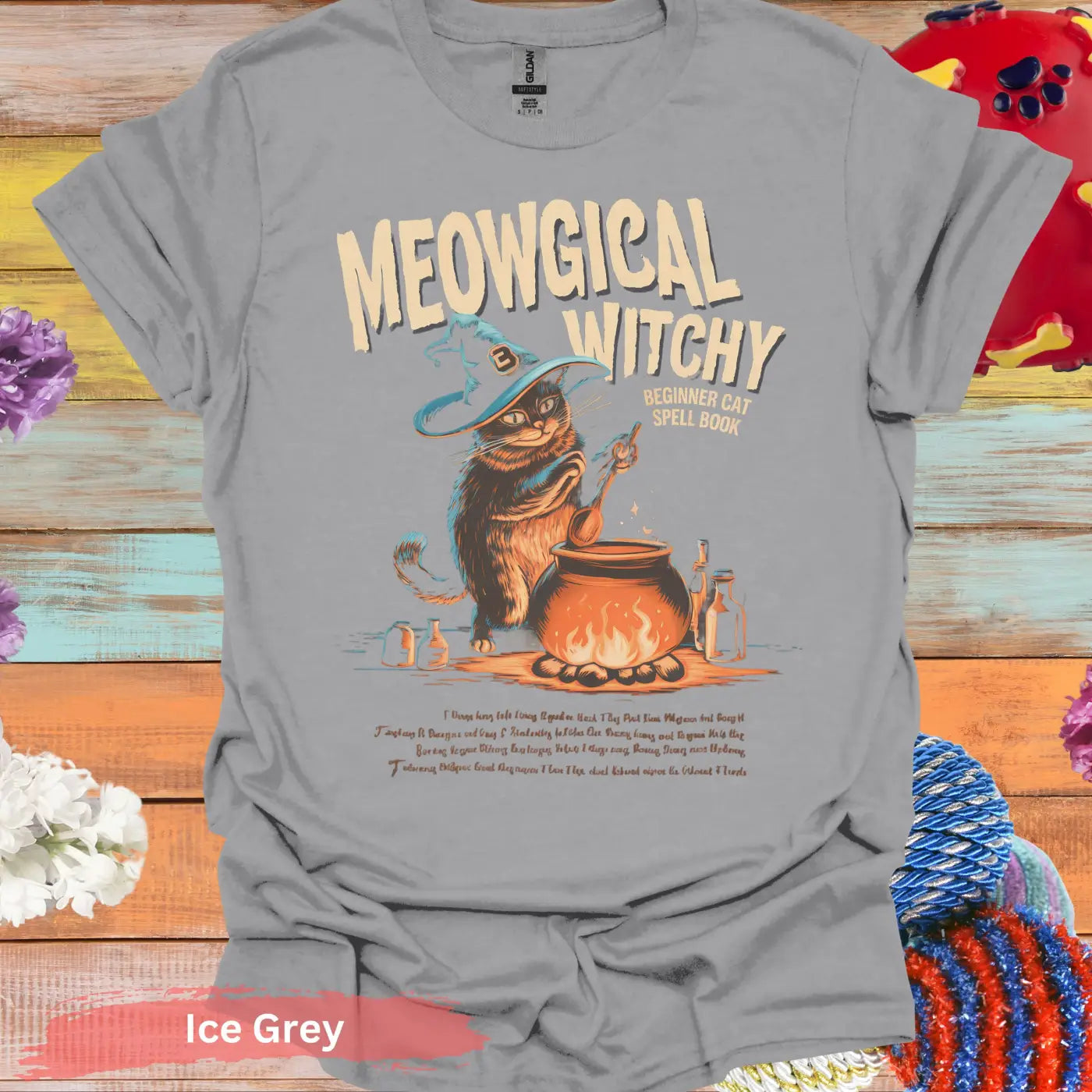 Meowgical Witchy T-Shirt - S / Ice Grey - Physical Item