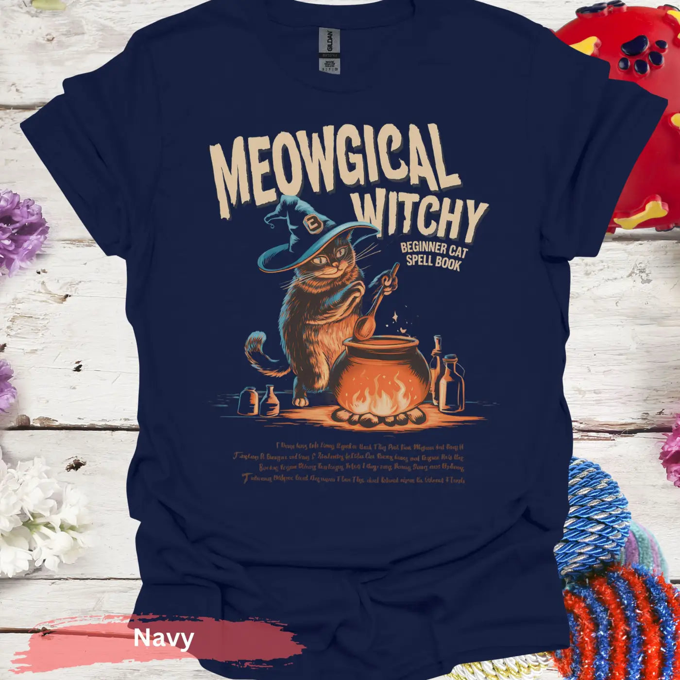 Meowgical Witchy T-Shirt - S / Navy - Physical Item