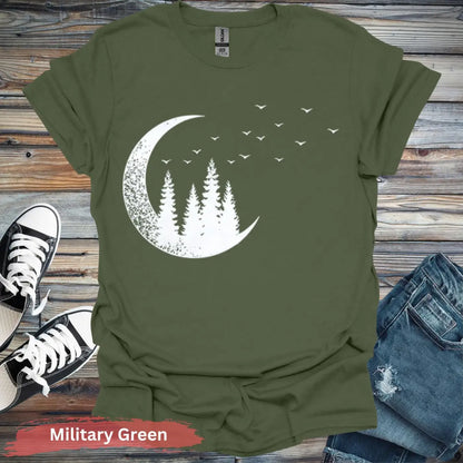 Midnight Moon T-shirt - S / Military Green - Physical Item