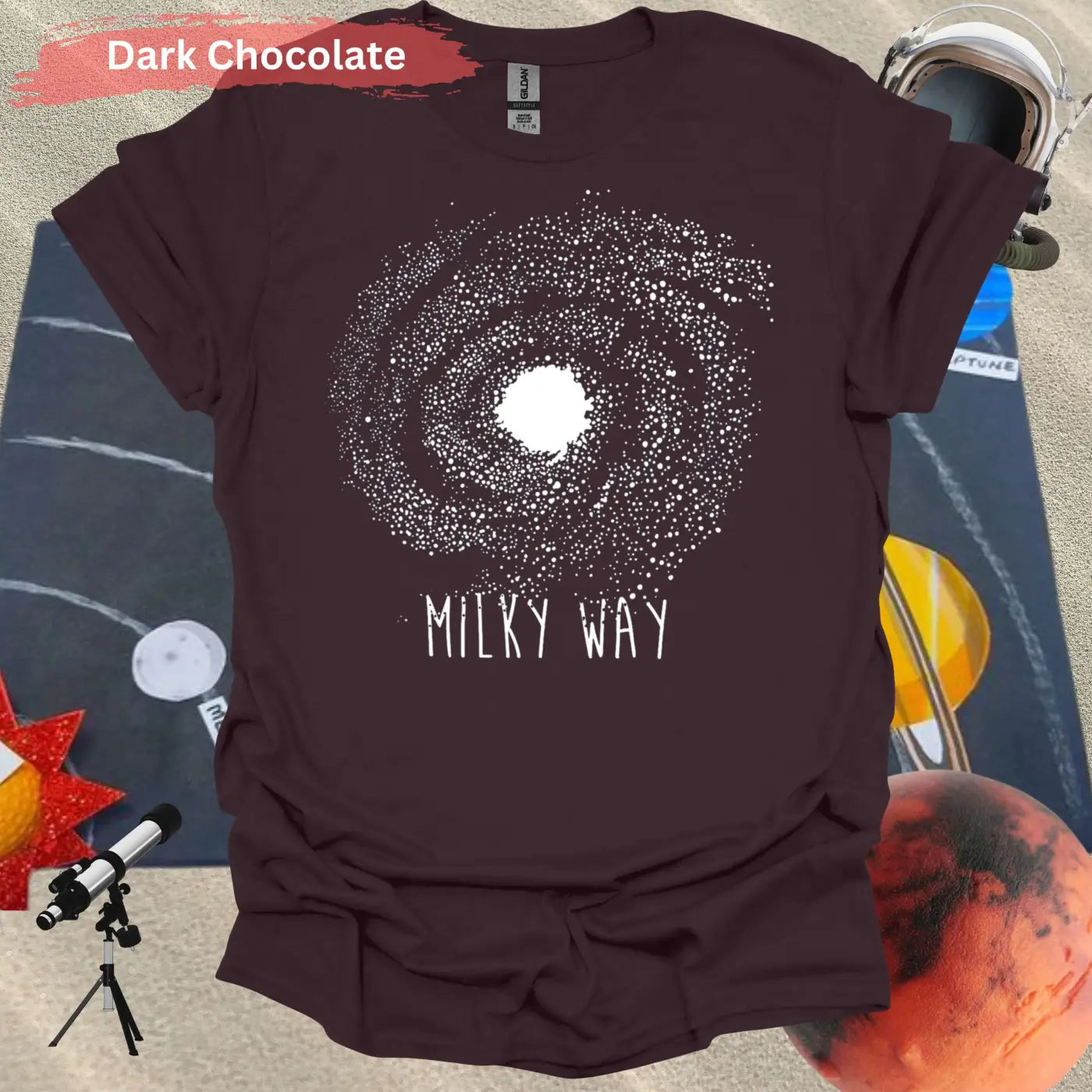 Milky Way Galaxy T-Shirt - S / Dark Chocolate - Physical Item