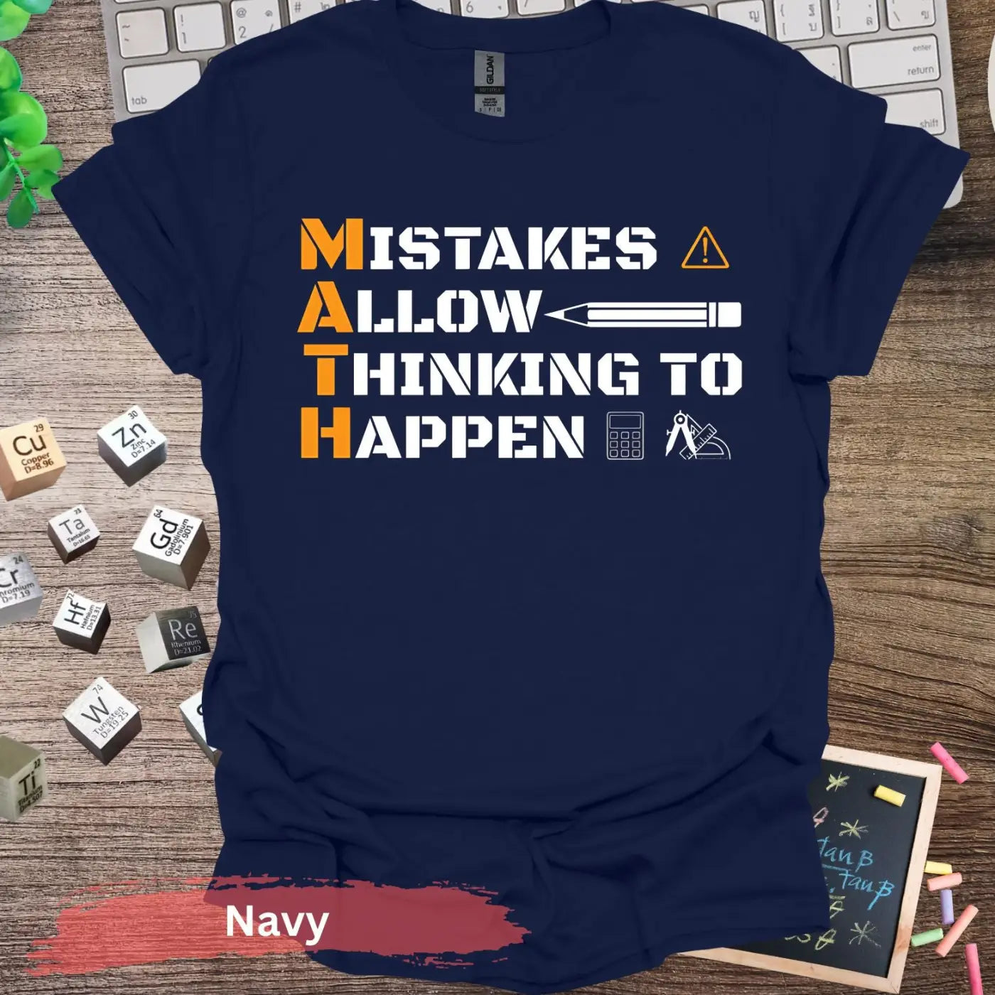 Mistakes Allow Thinking to Happen T-Shirt - S / Navy - Physical Item