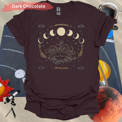 Moonbeams Fill My Soul Lunar Phase T-Shirt - S / Dark Chocolate - Physical Item