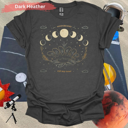 Moonbeams Fill My Soul Lunar Phase T-Shirt - S / Dark Heather - Physical Item