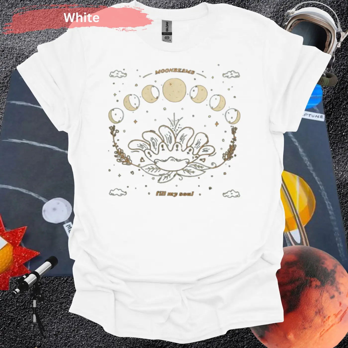 Moonbeams Fill My Soul Lunar Phase T-Shirt - S / White - Physical Item