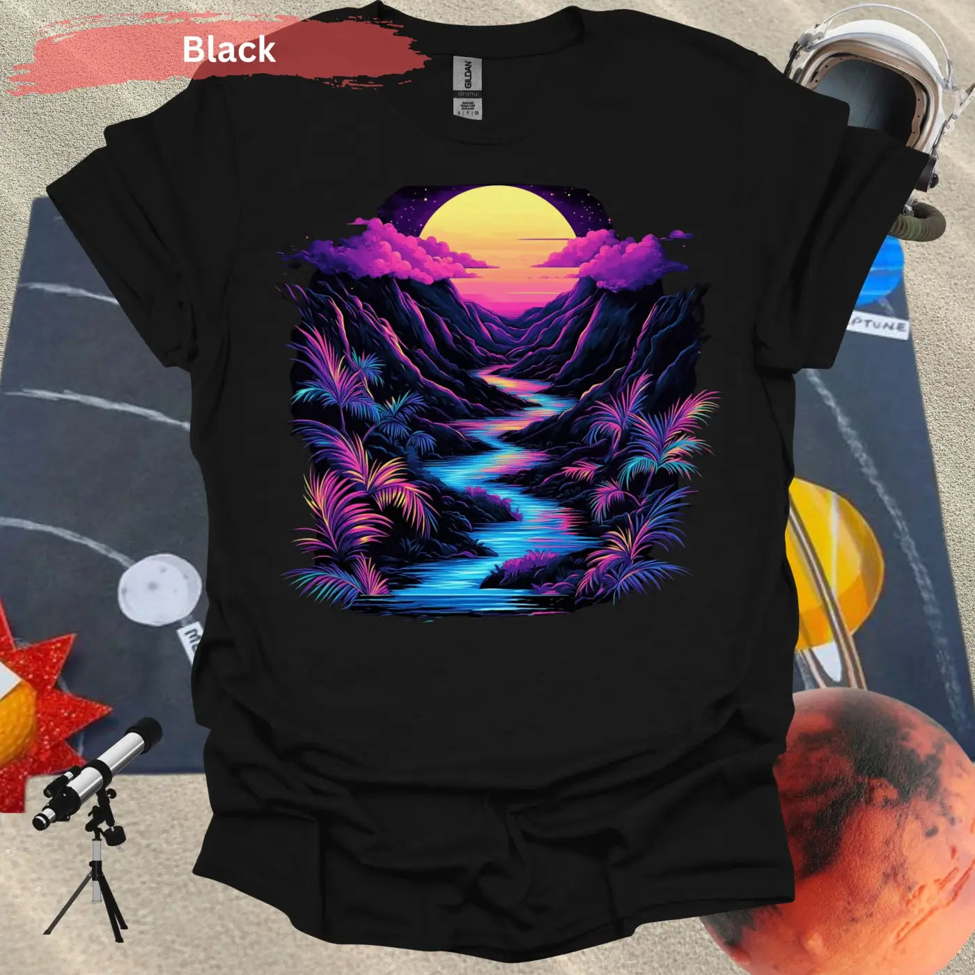 Neon Paradise River of Light T-shirt - S / Black - Physical Item