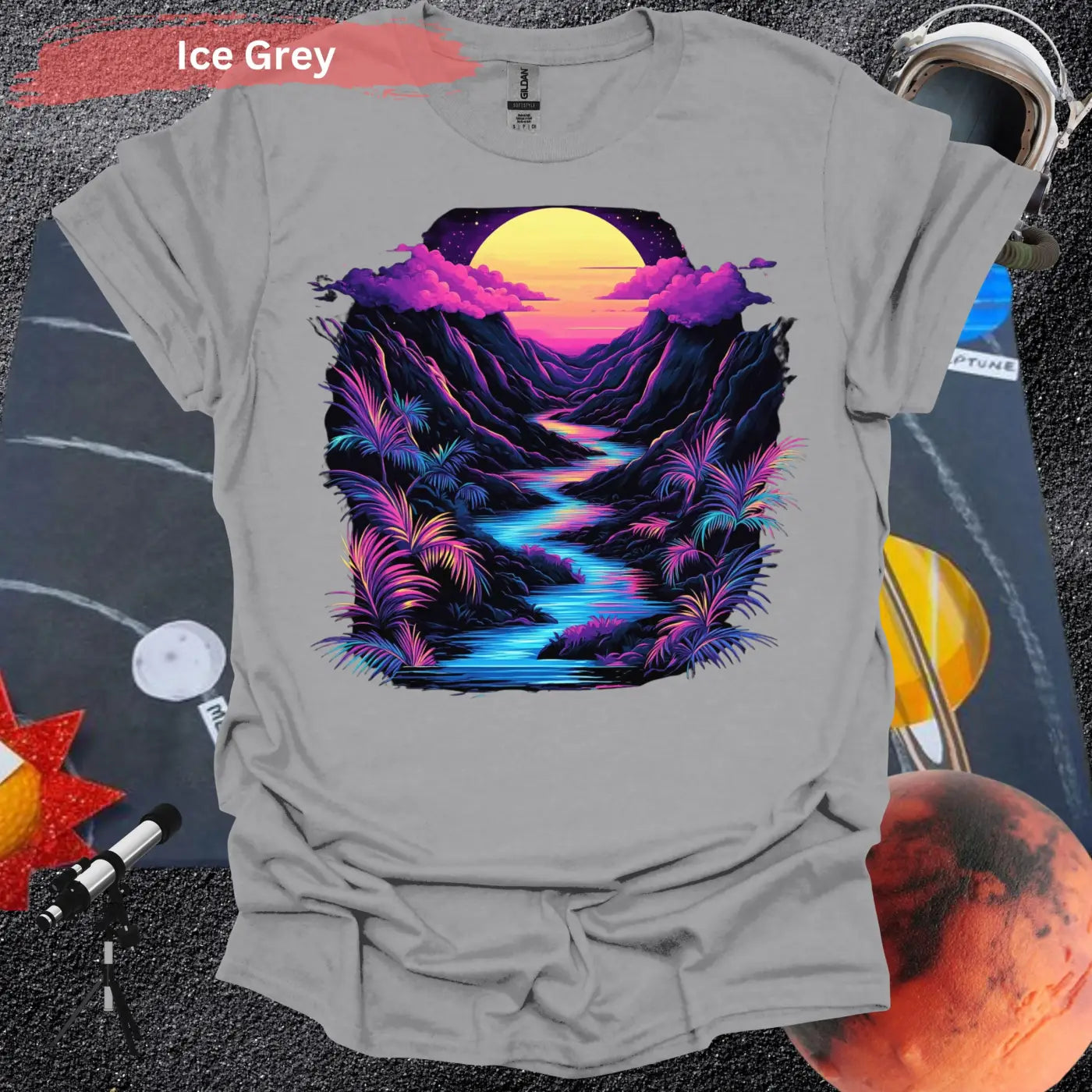 Neon Paradise River of Light T-shirt - S / Ice Grey - Physical Item