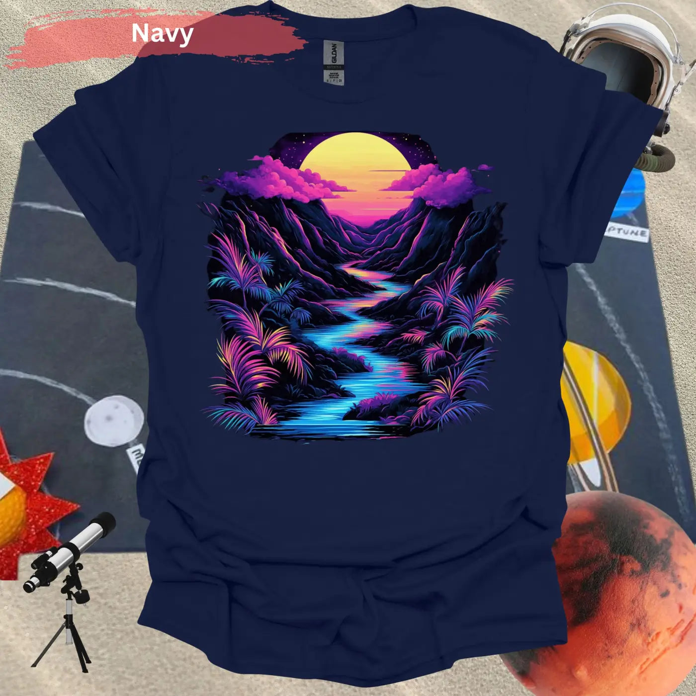 Neon Paradise River of Light T-shirt - S / Navy - Physical Item