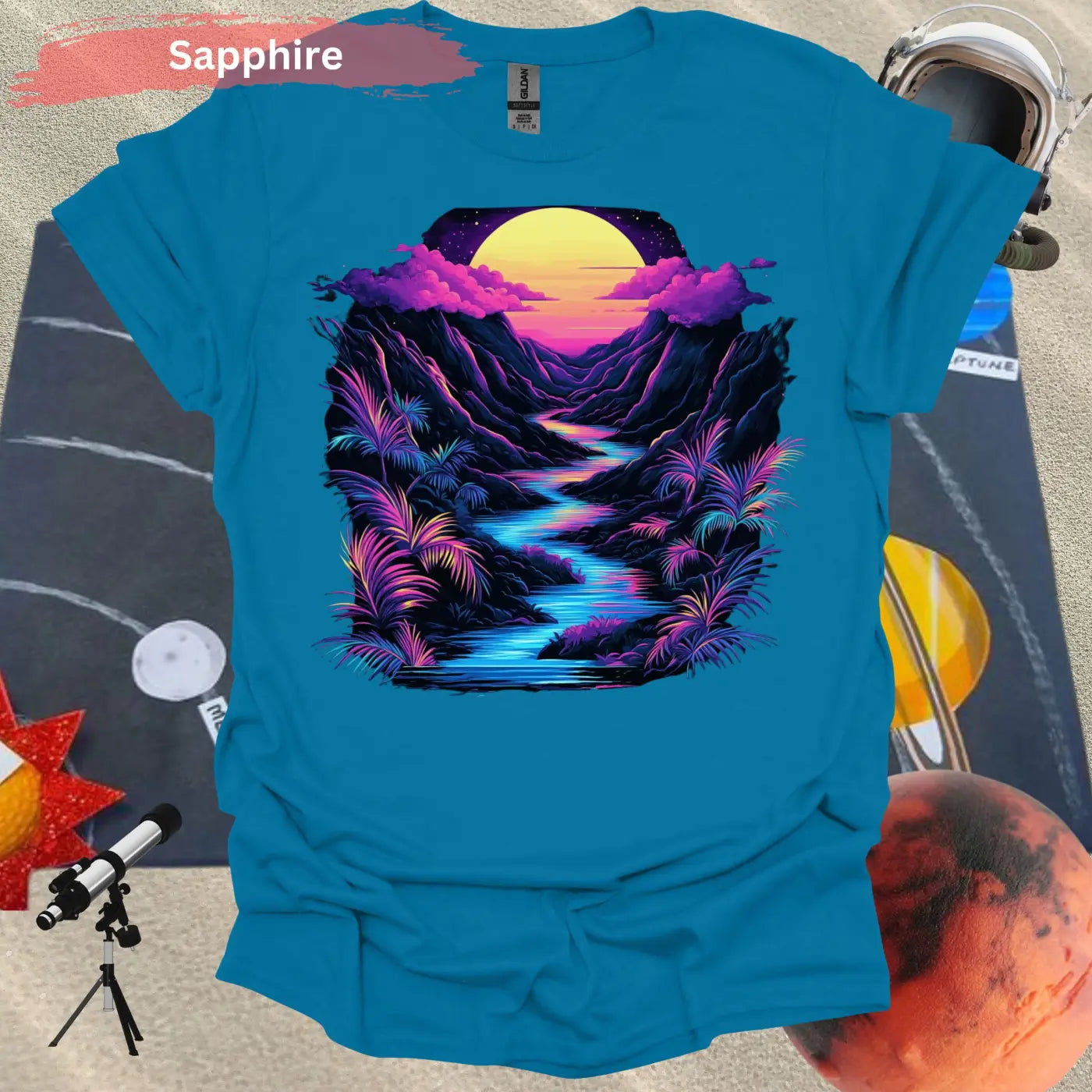 Neon Paradise River of Light T-shirt - S / Sapphire - Physical Item