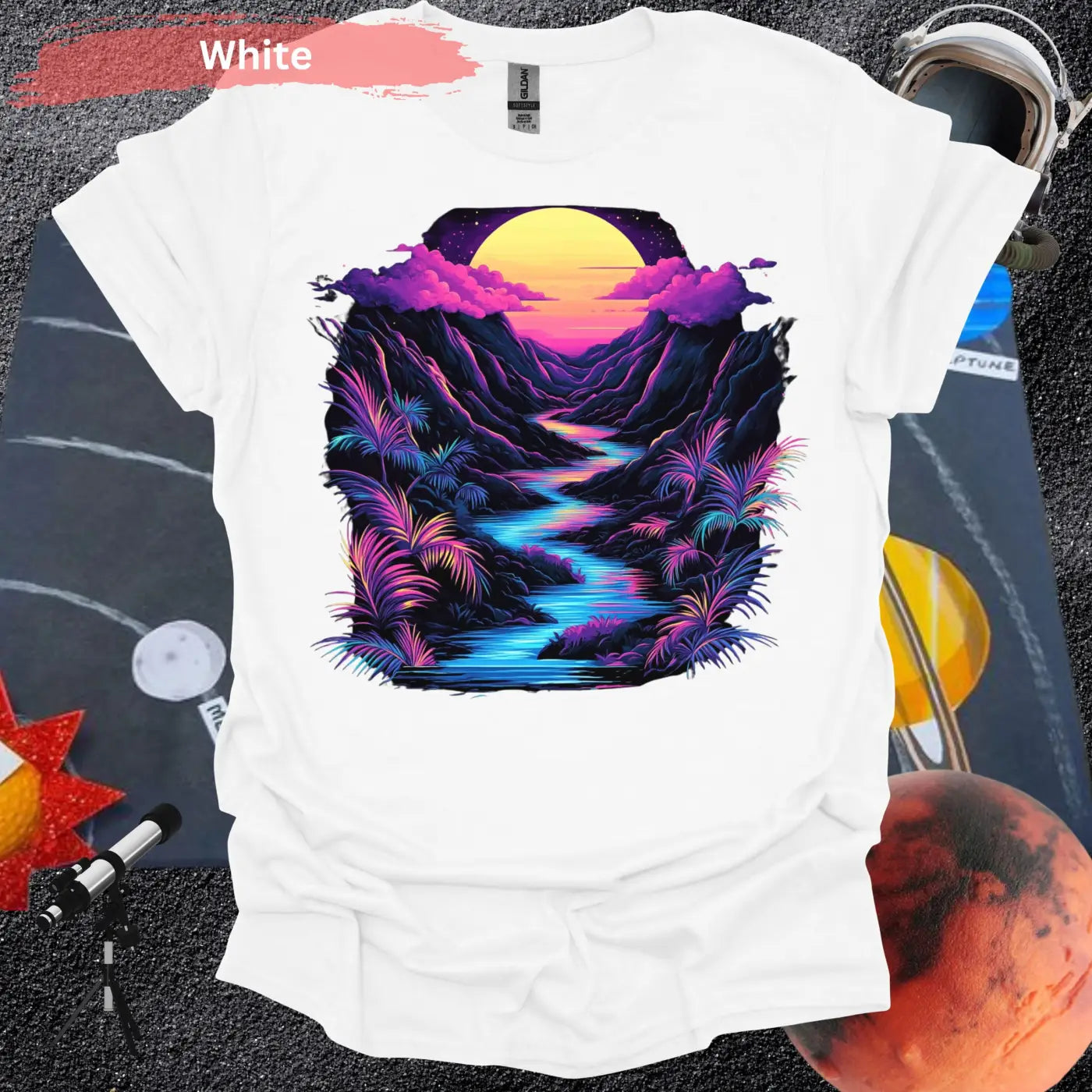 Neon Paradise River of Light T-shirt - S / White - Physical Item