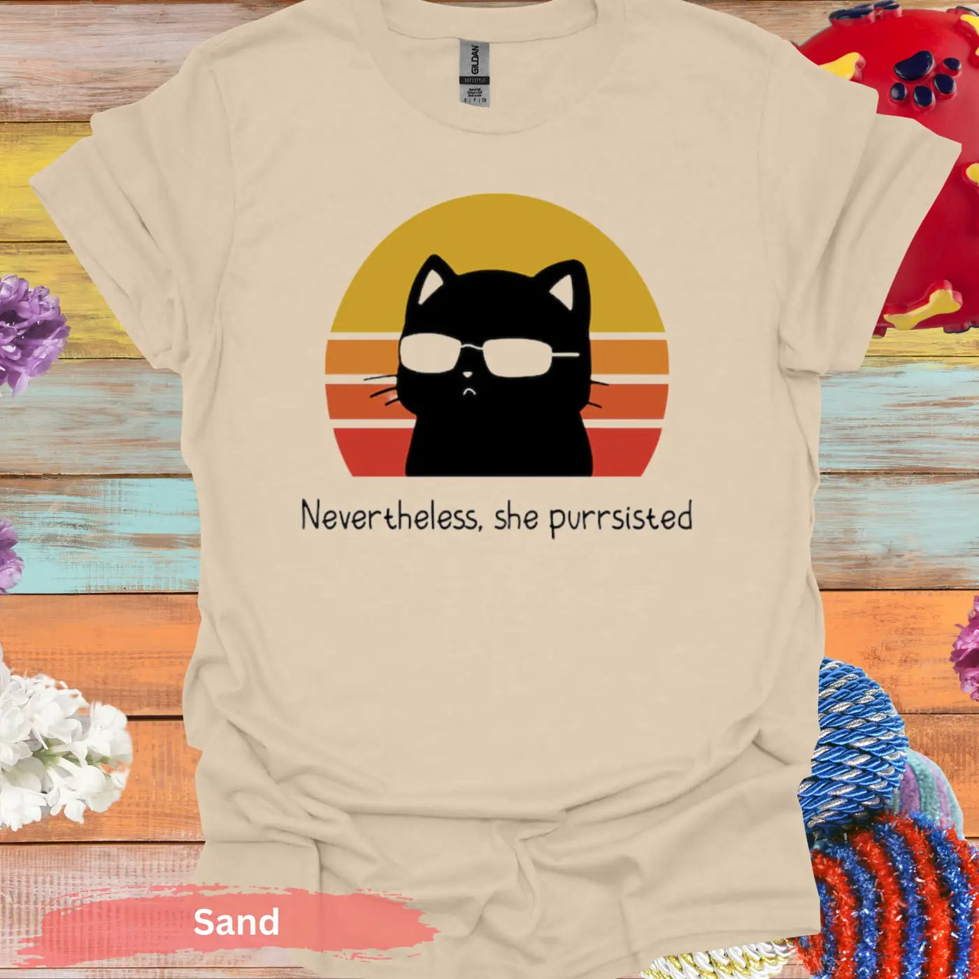 Nevertheless She Purrsisted T-shirt - S / Ice Grey - Physical Item