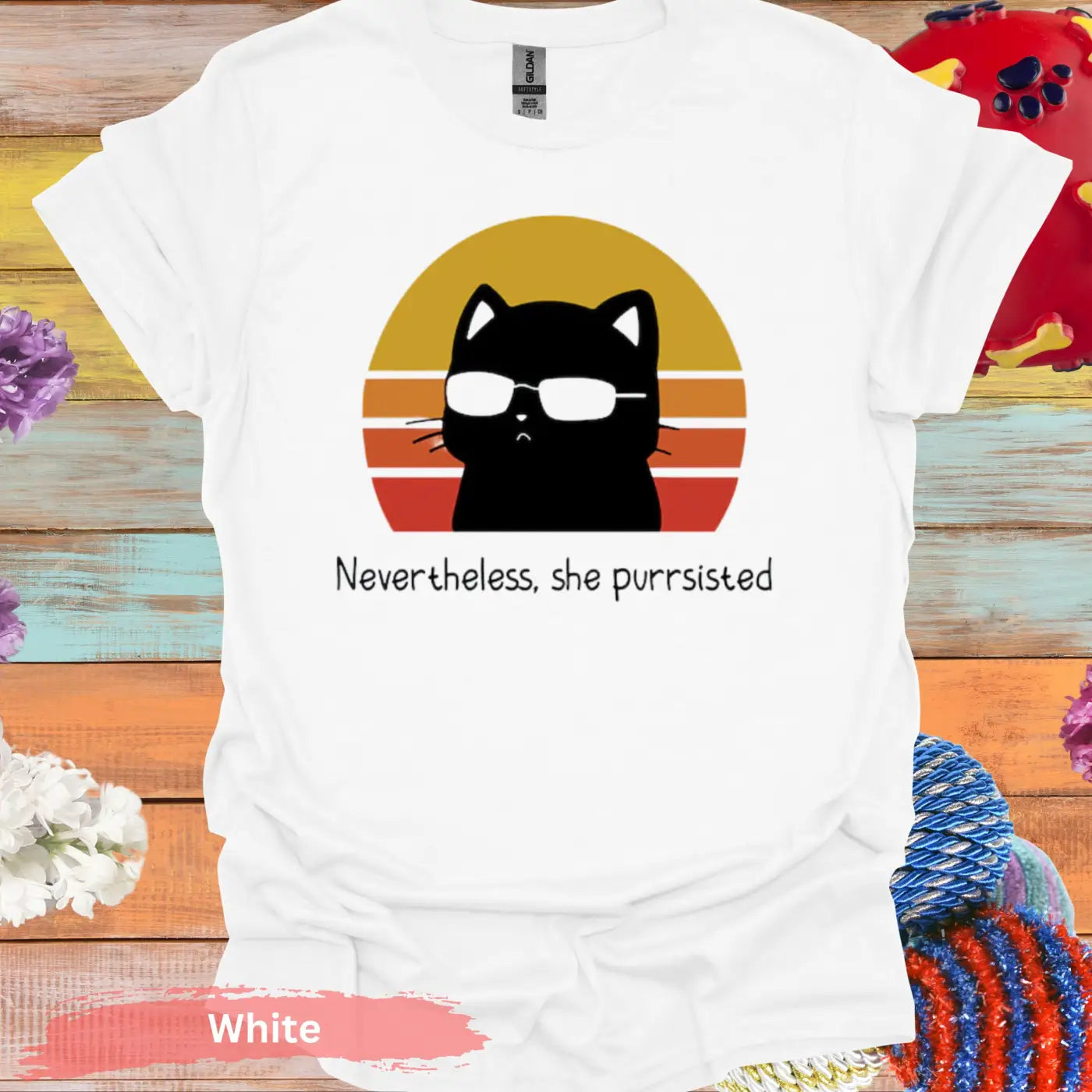 Nevertheless She Purrsisted T-shirt - S / White - Physical Item